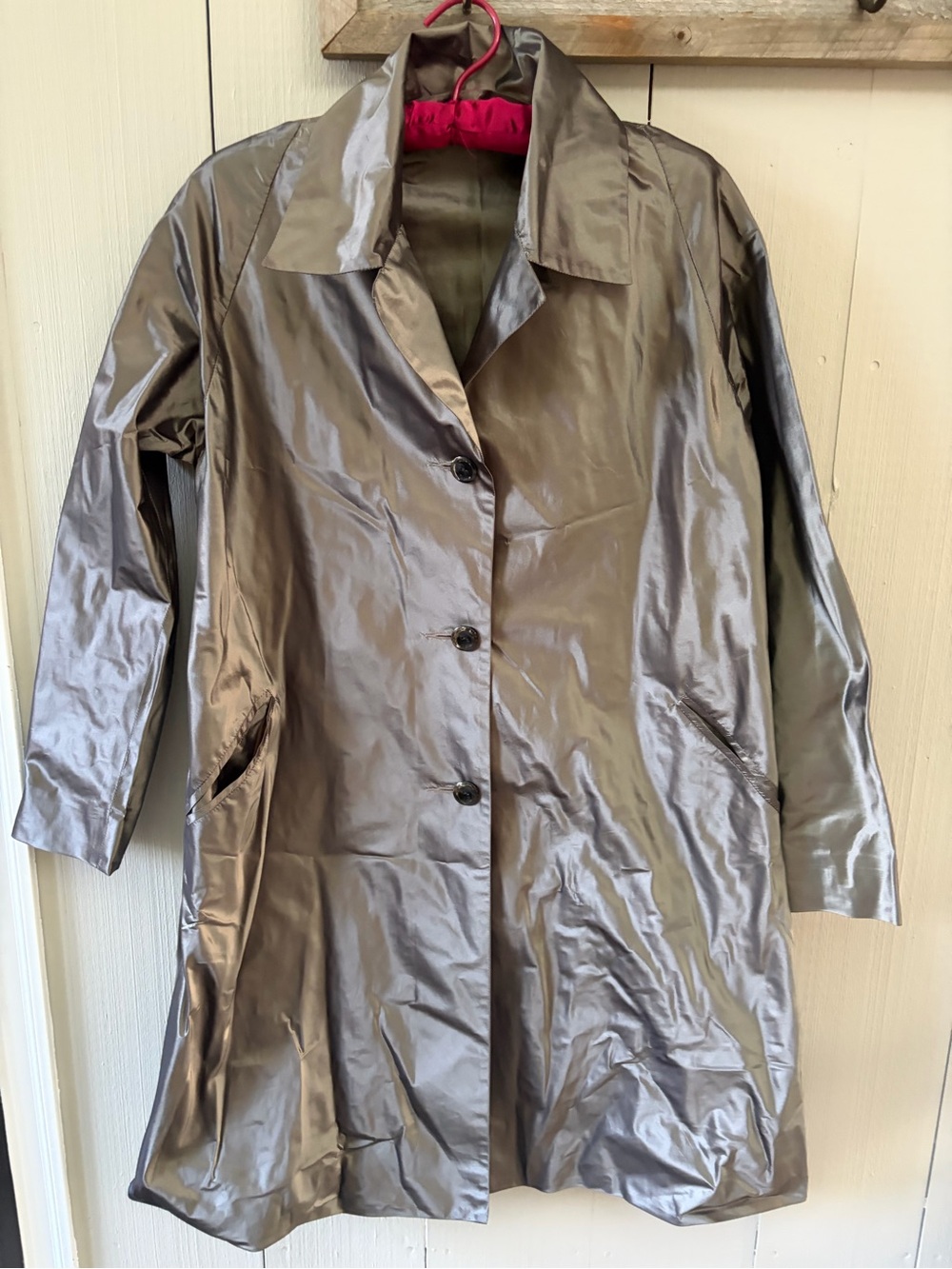 Silk/Satin-Like Metallic Trench Coat for Women